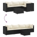 Set de muebles de jardín 5 pzas y cojines ratán sintético negro