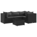 Set de muebles de jardín 5 pzas y cojines ratán sintético negro