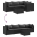 Set de muebles de jardín 5 pzas y cojines ratán sintético negro