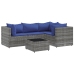 Set de muebles de jardín 5 pzas y cojines ratán sintético gris