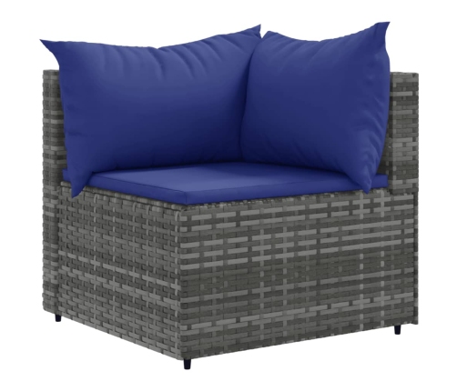 Set de muebles de jardín 5 pzas y cojines ratán sintético gris