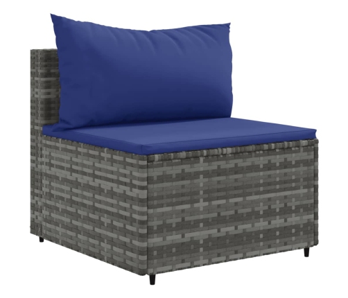 Set de muebles de jardín 5 pzas y cojines ratán sintético gris