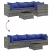 Set de muebles de jardín 5 pzas y cojines ratán sintético gris
