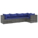 Set de muebles de jardín 5 pzas y cojines ratán sintético gris