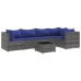 Set de muebles de jardín 6 pzas y cojines ratán sintético gris