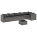 Set de muebles de jardín 7 pzas y cojines ratán sintético gris