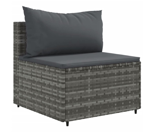 Set de muebles de jardín 7 pzas y cojines ratán sintético gris