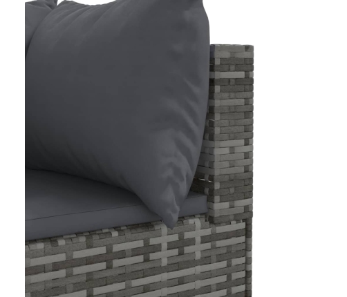 Set de muebles de jardín 7 pzas y cojines ratán sintético gris