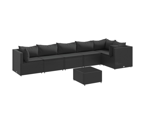 Set de muebles de jardín y cojines 7 pzas ratán sintético negro