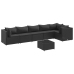 Set de muebles de jardín y cojines 7 pzas ratán sintético negro