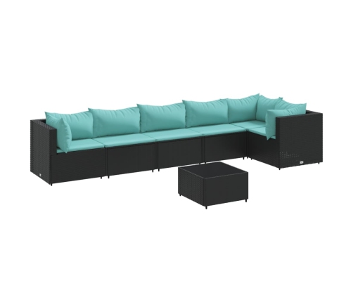 Set de muebles de jardín y cojines 7 pzas ratán sintético negro