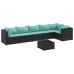 Set de muebles de jardín y cojines 7 pzas ratán sintético negro
