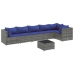 Set de muebles de jardín 7 pzas y cojines ratán sintético gris