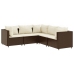 Set muebles de jardín 5 piezas y cojines ratán sintético marrón
