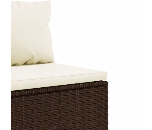 Set muebles de jardín 5 piezas y cojines ratán sintético marrón