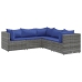 Set de muebles de jardín 5 pzas y cojines ratán sintético gris