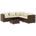 Set muebles de jardín 6 piezas y cojines ratán sintético marrón