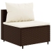 Set muebles de jardín 6 piezas y cojines ratán sintético marrón