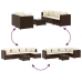 Set muebles de jardín 6 piezas y cojines ratán sintético marrón