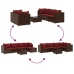 Set muebles de jardín 6 piezas y cojines ratán sintético marrón