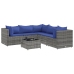Set de muebles de jardín 6 pzas y cojines ratán sintético gris