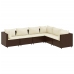 Set muebles de jardín 6 piezas y cojines ratán sintético marrón