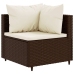 Set muebles de jardín 6 piezas y cojines ratán sintético marrón