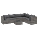 Set de muebles de jardín 7 pzas y cojines ratán sintético gris