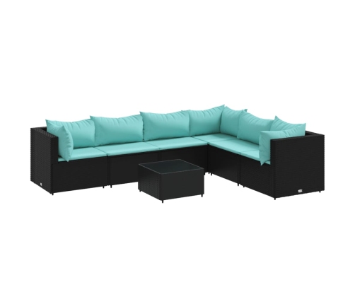 Set de muebles de jardín y cojines 7 pzas ratán sintético negro