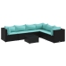 Set de muebles de jardín y cojines 7 pzas ratán sintético negro