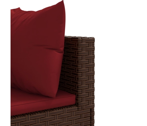 Set muebles de jardín 7 piezas y cojines ratán sintético marrón