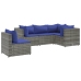 Set de muebles de jardín 5 pzas y cojines ratán sintético gris