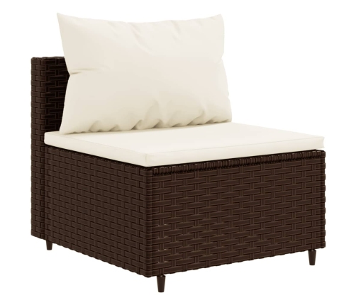Set muebles de jardín 6 piezas y cojines ratán sintético marrón