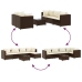 Set muebles de jardín 6 piezas y cojines ratán sintético marrón