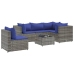 Set de muebles de jardín 6 pzas y cojines ratán sintético gris
