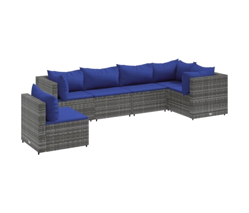 Set de muebles de jardín 6 pzas y cojines ratán sintético gris