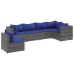 Set de muebles de jardín 6 pzas y cojines ratán sintético gris