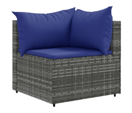 Set de muebles de jardín 6 pzas y cojines ratán sintético gris