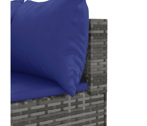 Set de muebles de jardín 6 pzas y cojines ratán sintético gris
