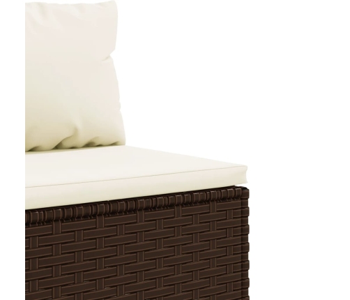 Set muebles de jardín 7 piezas y cojines ratán sintético marrón