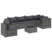 Set de muebles de jardín 7 pzas y cojines ratán sintético gris