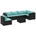 Set de muebles de jardín y cojines 7 pzas ratán sintético negro