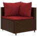 Set muebles de jardín 7 piezas y cojines ratán sintético marrón