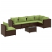 Set muebles de jardín 7 piezas y cojines ratán sintético marrón