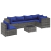 Set de muebles de jardín 7 pzas y cojines ratán sintético gris