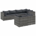 Set de muebles de jardín 7 pzas y cojines ratán sintético gris