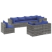Set de muebles de jardín 8 pzas y cojines ratán sintético gris