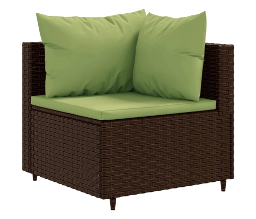 Set muebles de jardín 9 piezas y cojines ratán sintético marrón