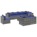 Set de muebles de jardín 9 pzas y cojines ratán sintético gris