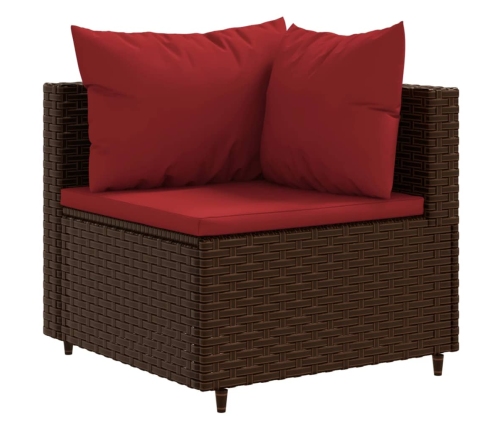 Set muebles de jardín 6 piezas y cojines ratán sintético marrón